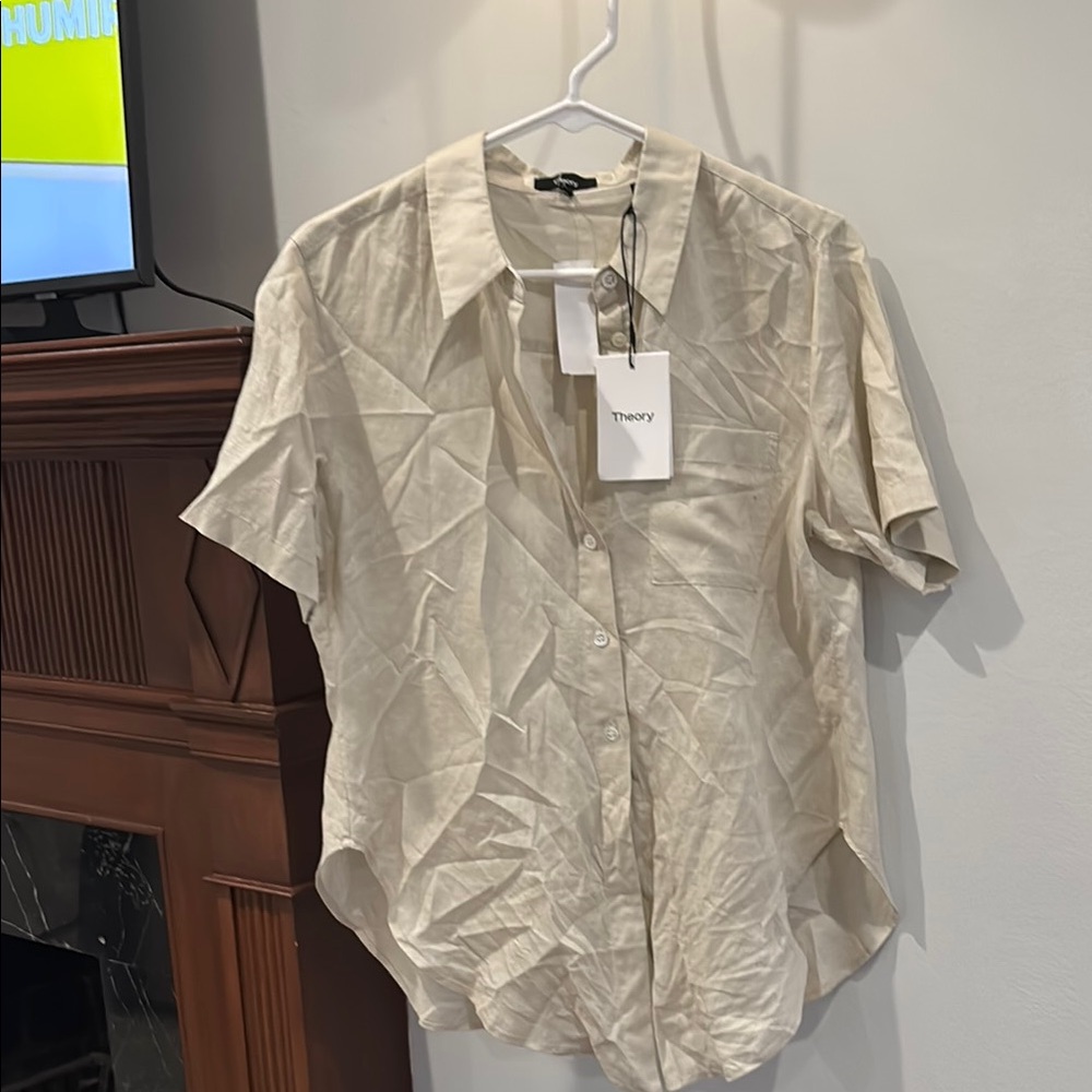 NWT Theory women’s button linen Shirt